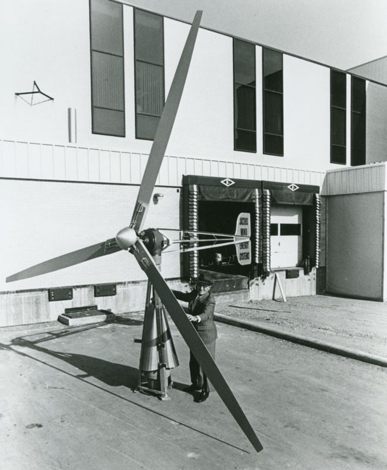 Marcellus standing next to one of the first Jacobs 10kW units Jacobs 10kW Unit