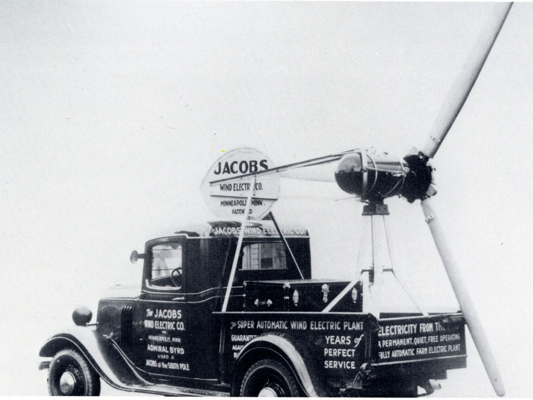 One of twelve pickups that drove around to county fairs and small towns in the upper Midwest, showing off the Jacobs Wind Machine